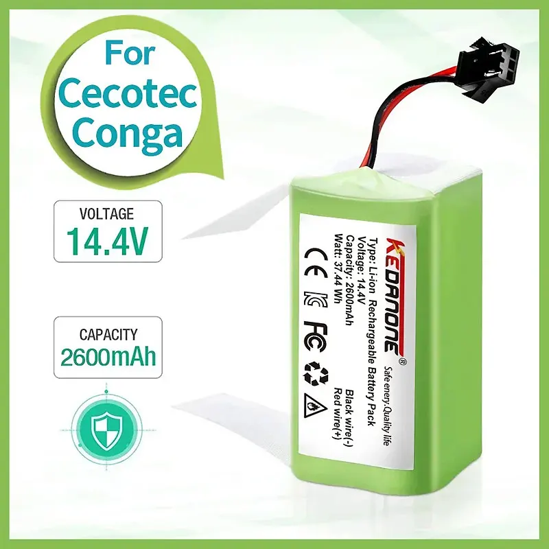 

14.4V 2600mAh Li-ion Battery For Cecotec Conga Excellence 950 990 1090 Ecovacs Deebot DN621 601/605 Eufy RoboVac 35C i7 V710