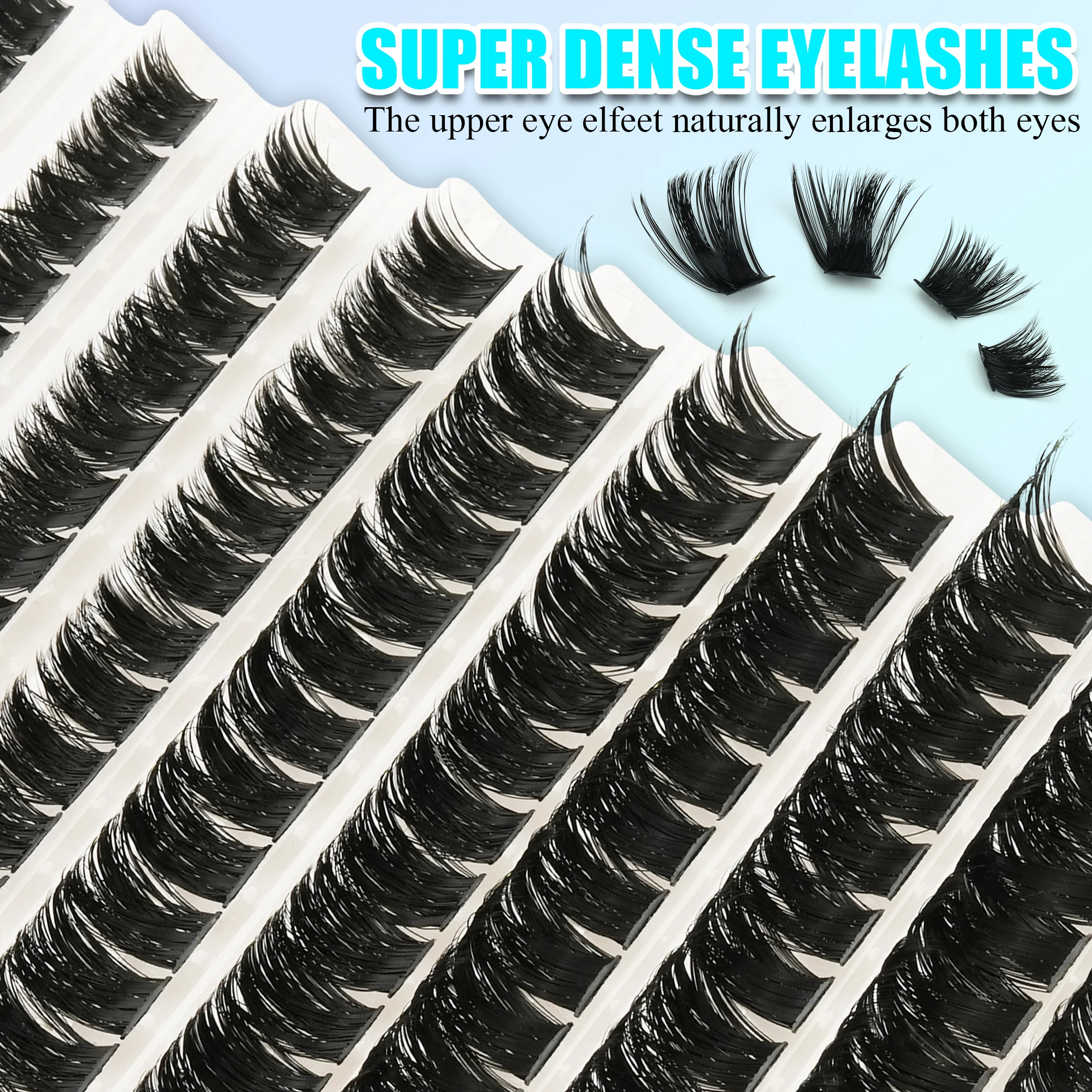 140PCS 160D Lash Clusters Individual False Eyelashes 8-16mm Mixed Length Super Dense DIY Cluster Lashes for Eye Makeup