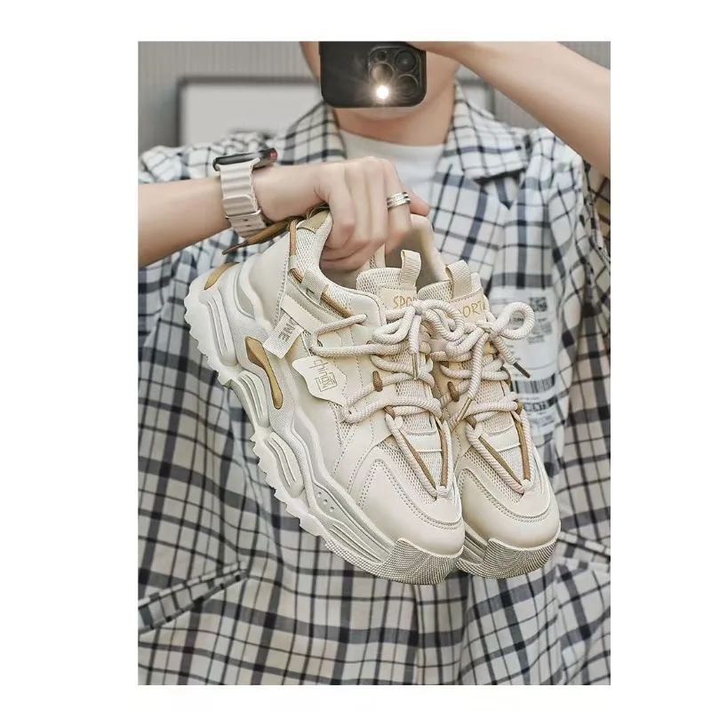 2026 New Men American-Style Y2K Dad Sneakers Mesh Breathable Thick-Sole Street-Vibe Korean-Look Sports Casual Sneakers