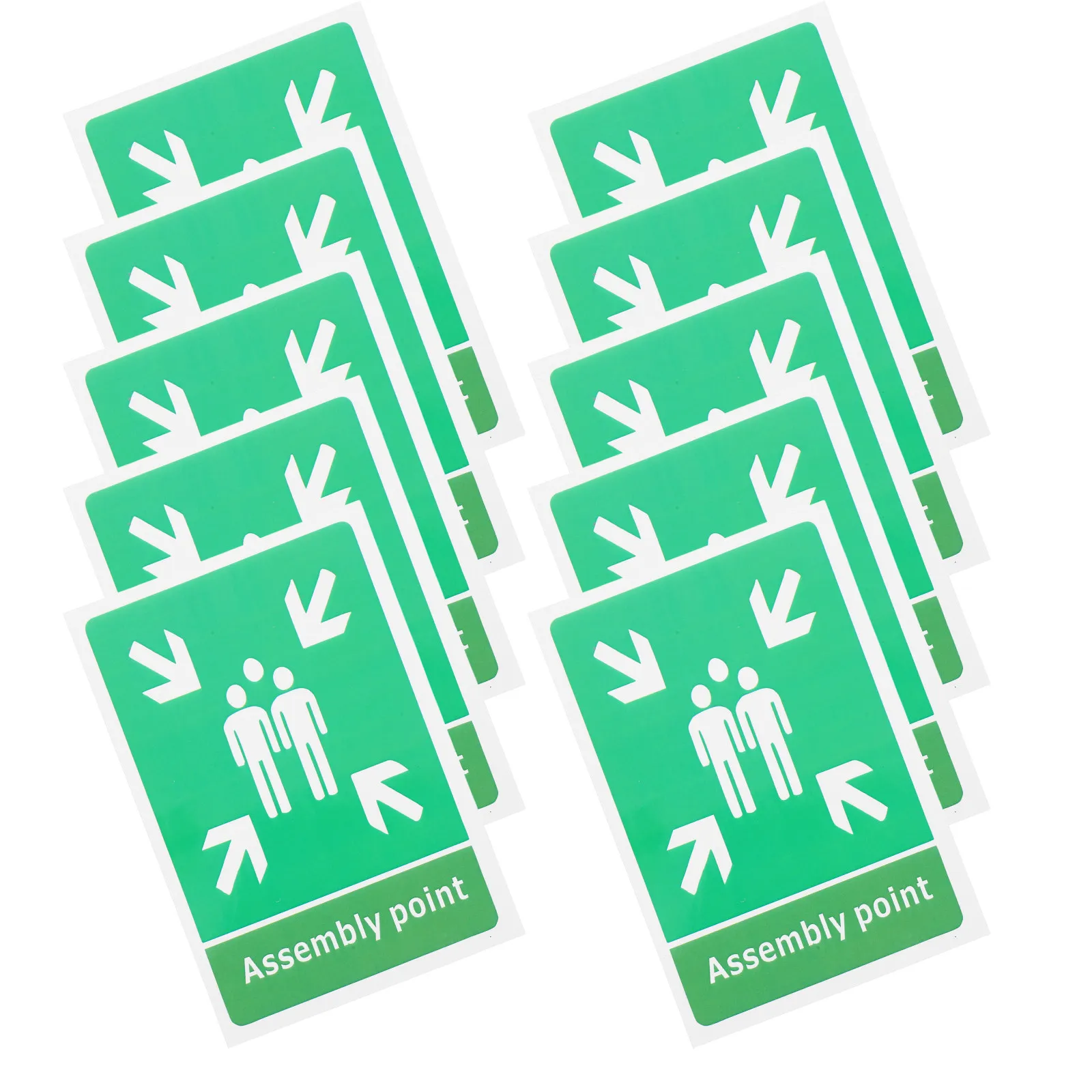 

10Pcs Assembly Point Exit Sign Stickers Clear Instruction High Contrast Self Adhesive Emergency Evacuation Signs for Business