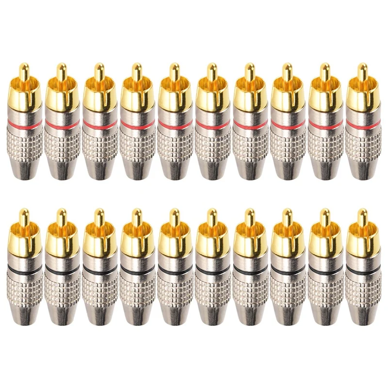 

20 Pcs RCA Plug Audio Video Locking Cable Connector Gold Plated