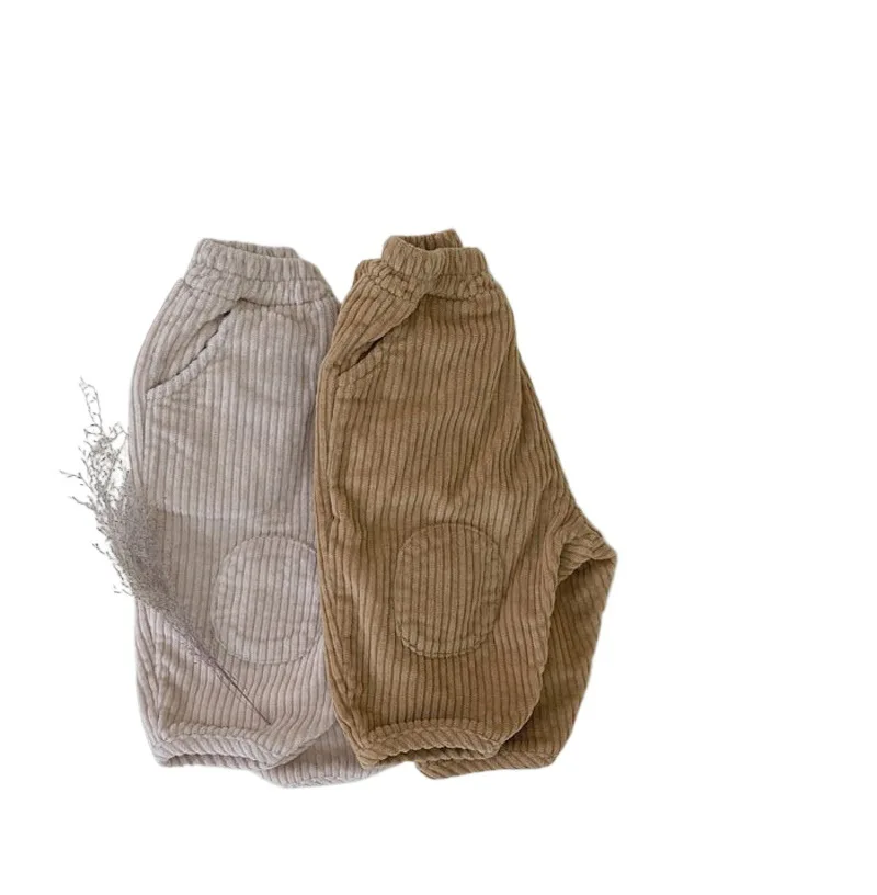 Spodnie niemowlęce na wiosnę 2026, luźne spodnie typu harem dla dziewczynek, grube spodnie sztruksowe dla chłopców, ubrania dla dzieci.