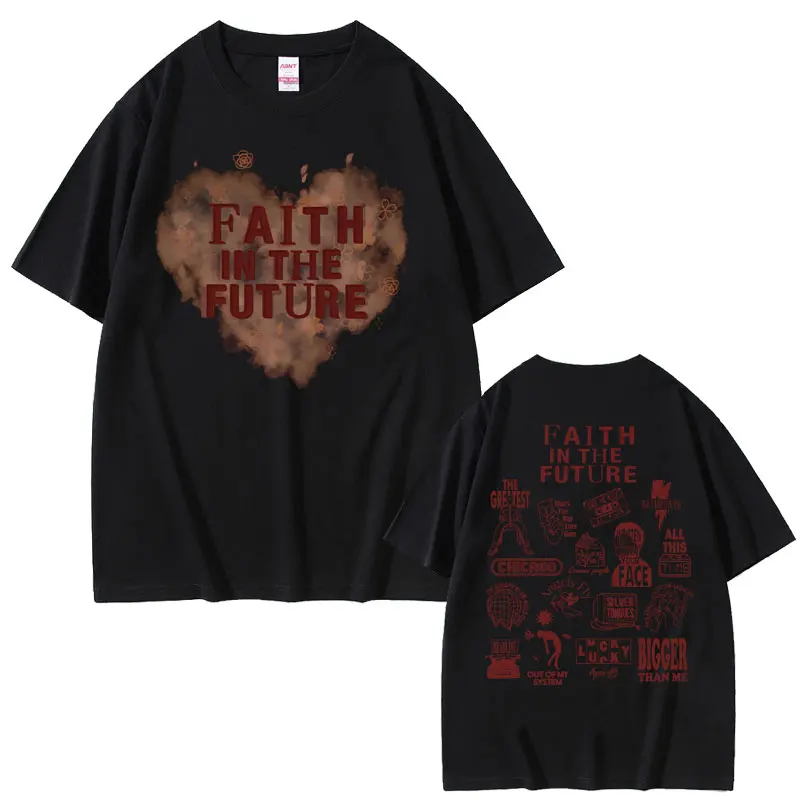 

Faith in The Future Concert Double Sided Print T Shirts Male Casual Tshirt Men's Oversized T-shirts Men Hip Hop Fashion Tshirt