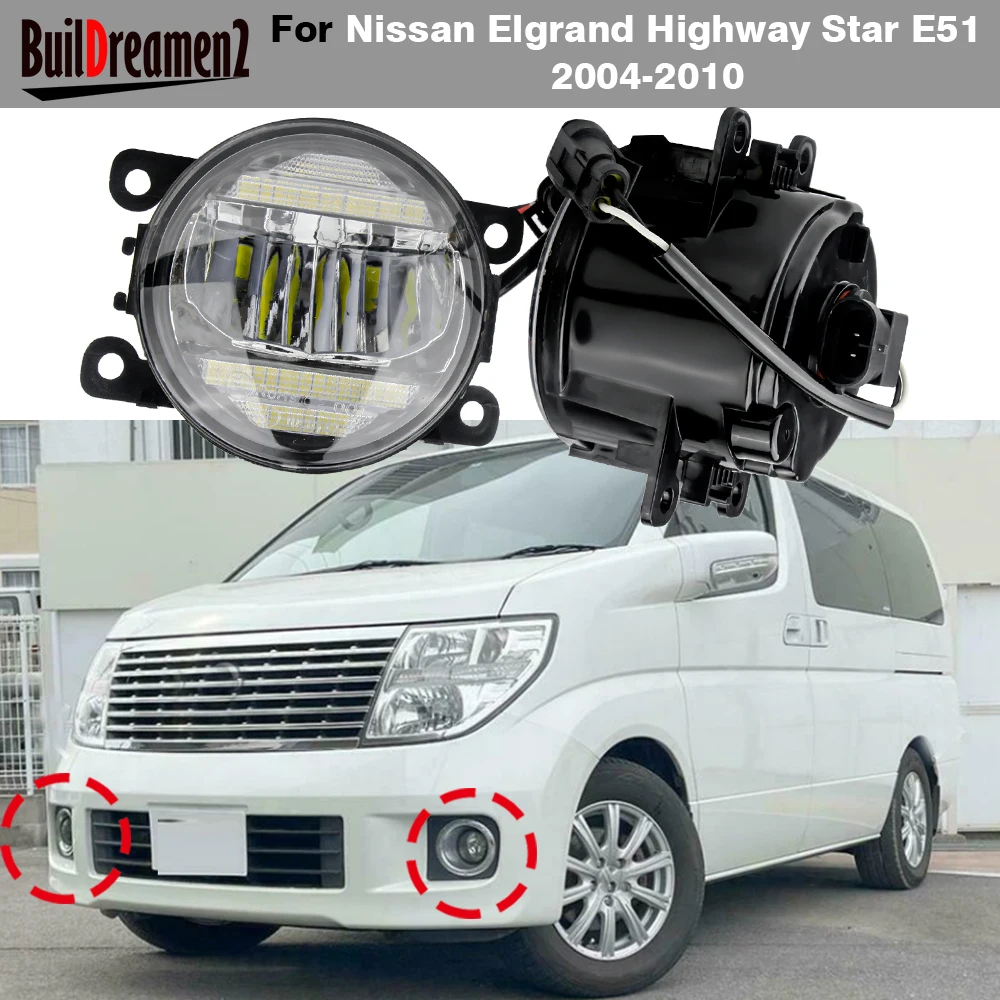 2 X Car Front Bumper LED Fog Light Accessories Daylight DRL 30W H11 For Nissan Elgrand Highway Star E51 2004-2010