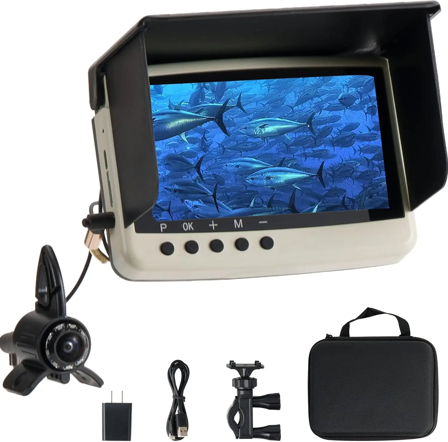 Waterproof Fishing Camera with Monitor | Portable Fish Finder with Night Vision & Depth Finder for Kayak Boat