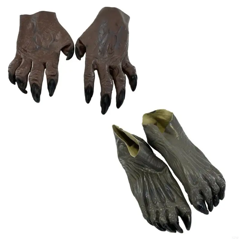 

N7YF Gloves/Shoes Covers Halloween Costume Wolf Gloves Wolf Claw Gloves/Foot CoversAnimal Cosplay Props Unisex