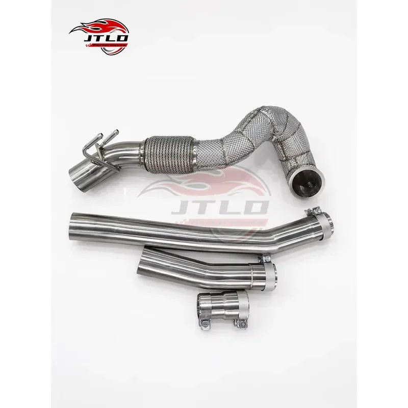 JTLD T304 Stainless Steel Downpipe with Heat Shield for Audi TT Mk3 8S FWD 2015-2020 Turbo Exhaust Upgrade 330i/325i