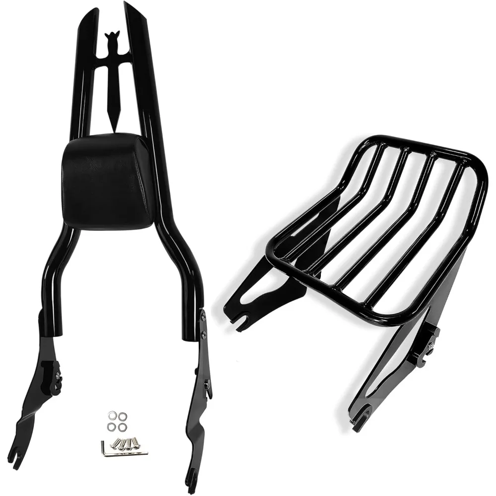 

30” Detachable Black Backrest Sissy Bar Passenger Back Rear Pad Luggage Rack for Harley Touring Road Glide Road King CVO Street