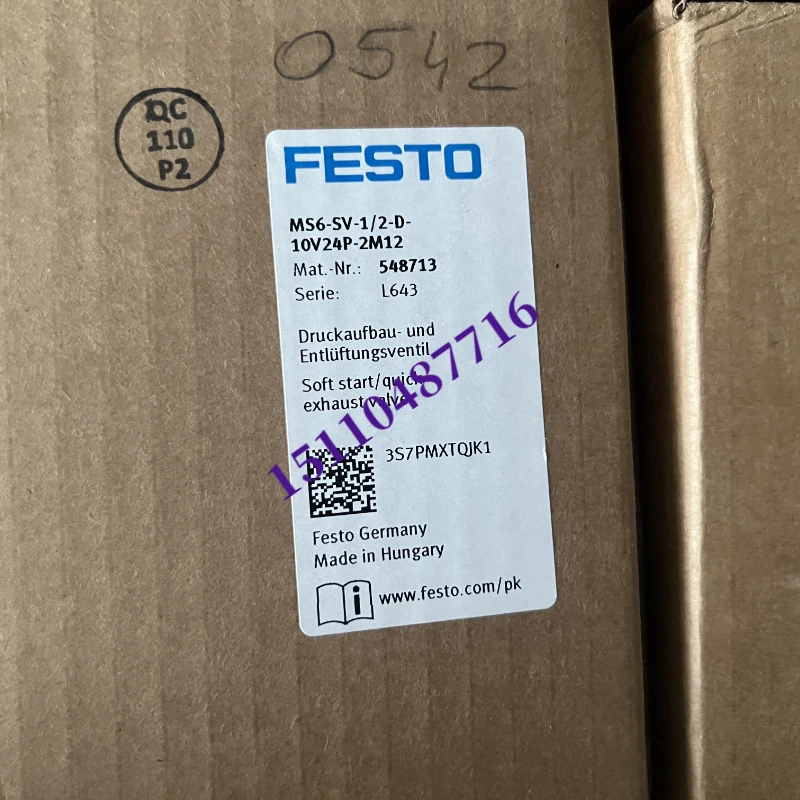 FESTO Soft Start In Festo/MS6-SV-1/2-D-10V24P-M12 548713 In Quick Exhaust Valve