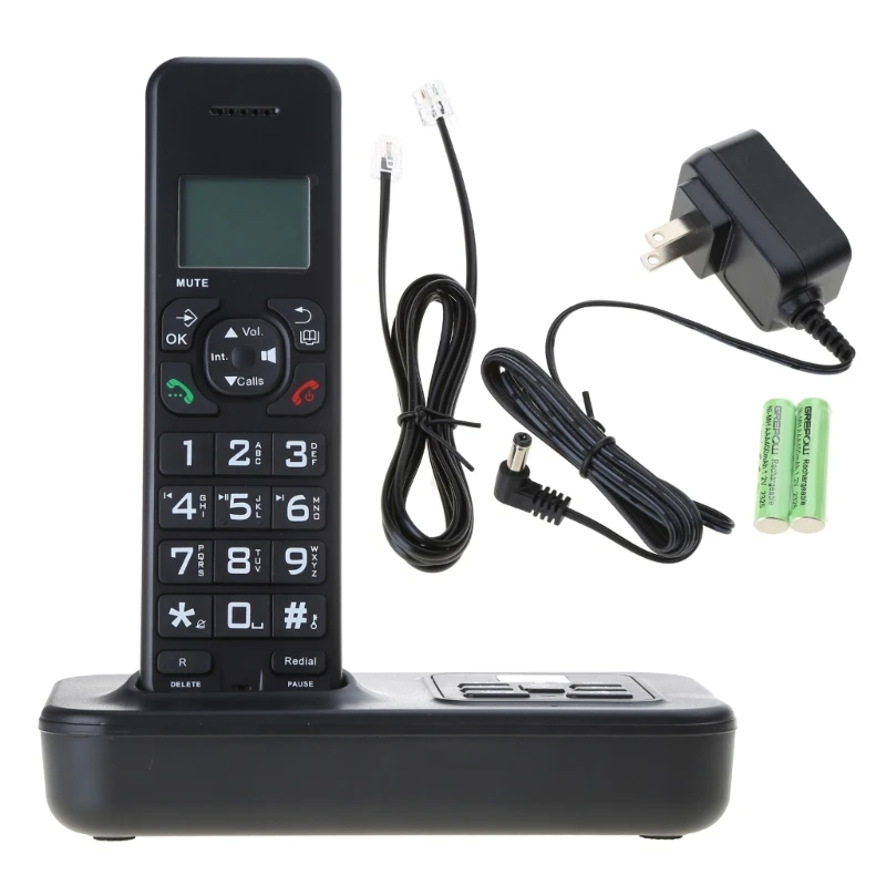 D1002B Cordless Phone System Expandable Home Phone High Contrast Display Handset Expandable Hands Free Handset Phone Dropship