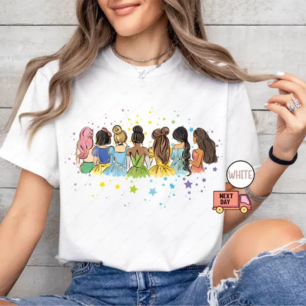 Comfort Colors Gift Retro Disney Cotton Princess T Shirt Watercolor Trip T-Shirt Disneyworld Girls