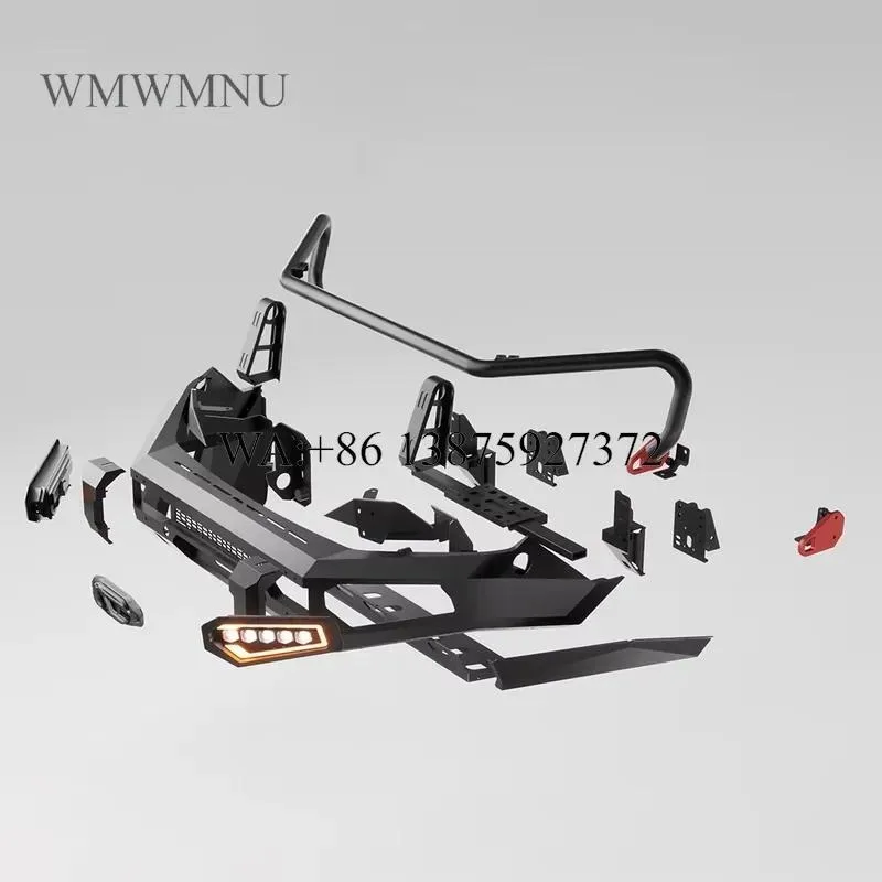 Wmwmnu 4x4 Aluminum Steel Pickup Front Bumper with LED Light Protection Hanger Frame Bar for Dmax 2021-2024 Ranger