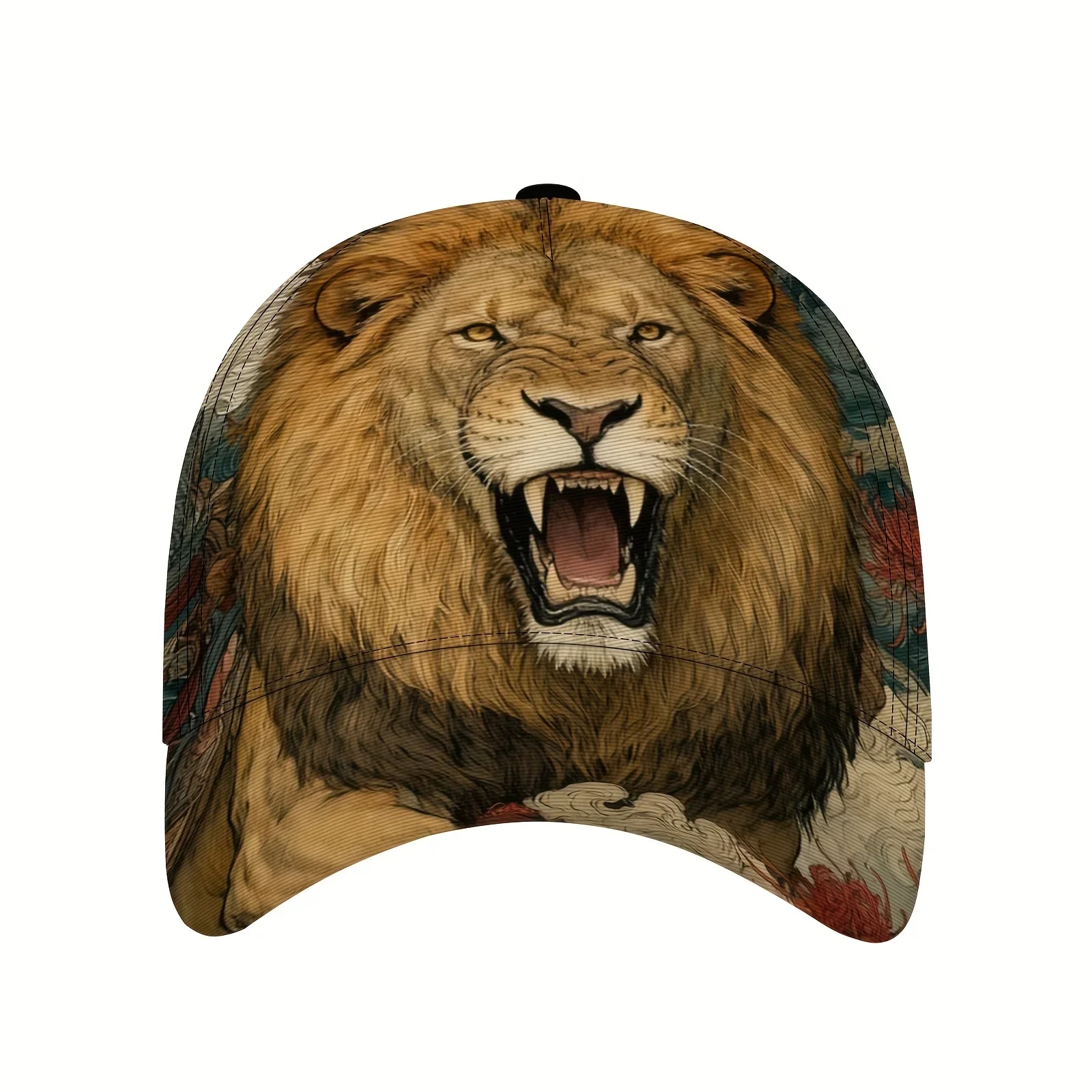 Customization Oriental Lion Art Baseball Cap, Asian Fantasy Creature Print Adjustable Outdoor Hat Custom