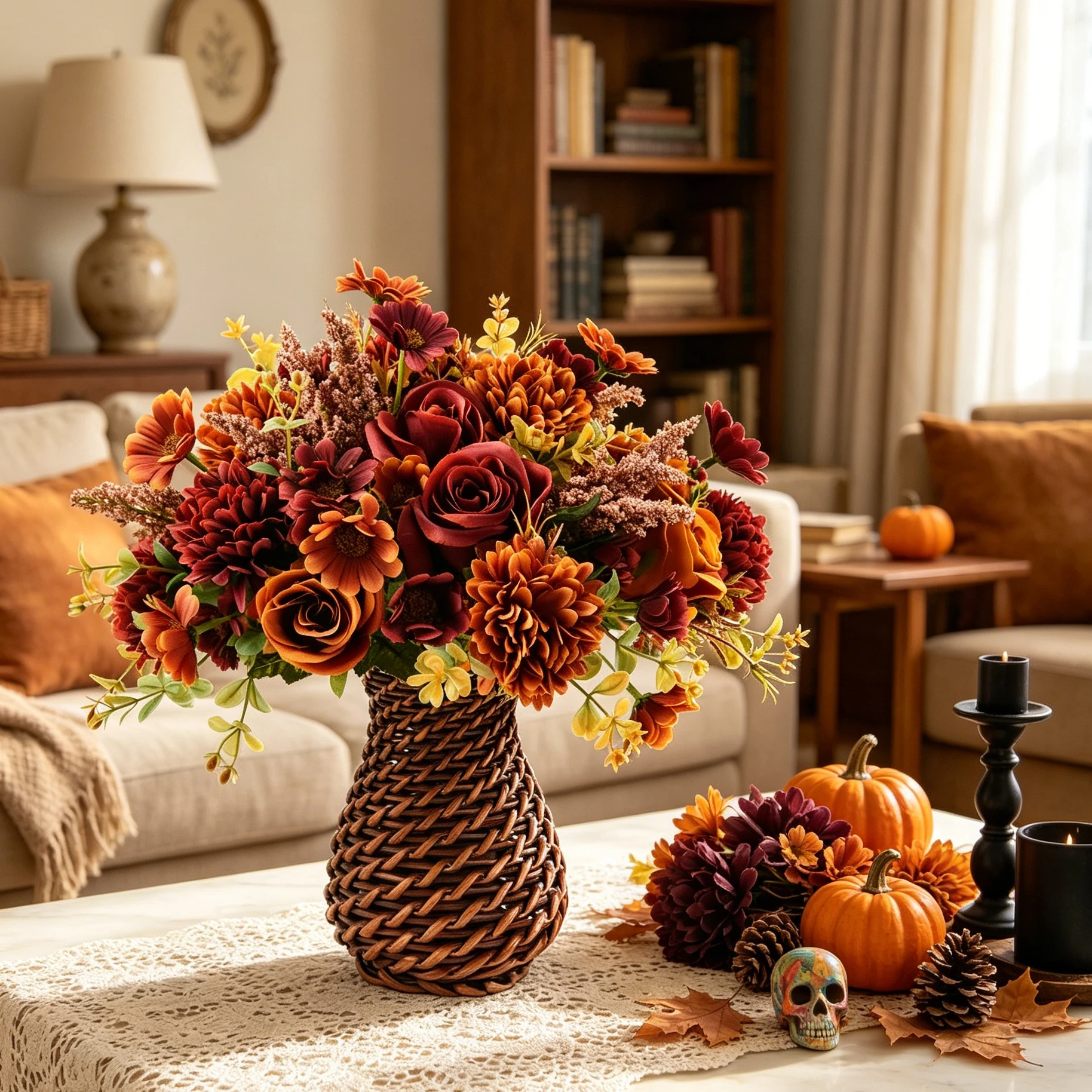 Fleurs artificielles en soie, roses, chrysanthèmes en forme de bulbe, bouquet de mariée, décoration pour festivals, maison, chambre, automne, Halloween, cadeaux DIY