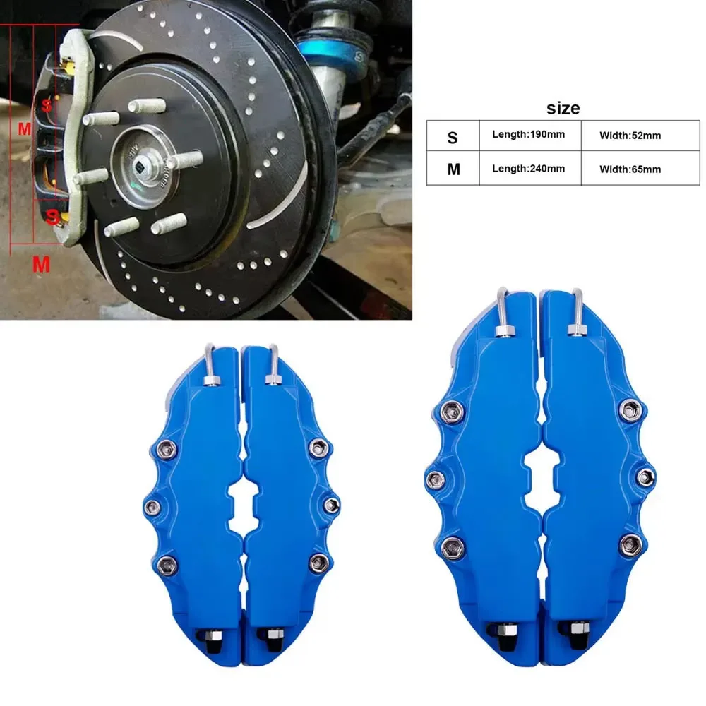 4x Car 3D Disc Brake Caliper Covers Front Rear M+S Racing Plastic Covers Case for 18.3-23.6\