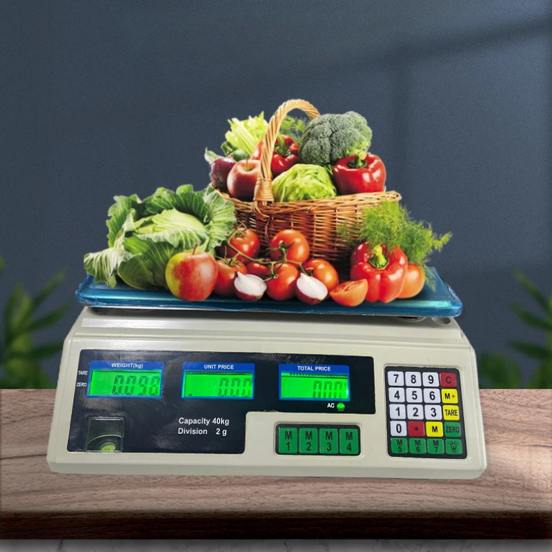 Pricing Scale 40kg Commercial Fruit and Vegetable Electronic Scale Manufacturer Wholesale High Precision Long Range LCD Digital