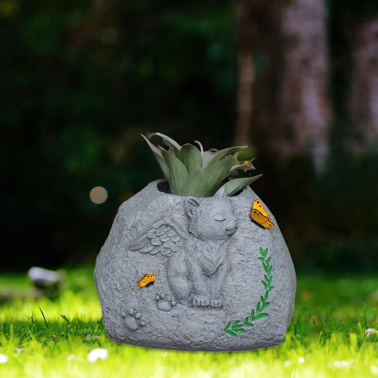 Cat Memorial Stone Final Resting Peace Flower Container Loss