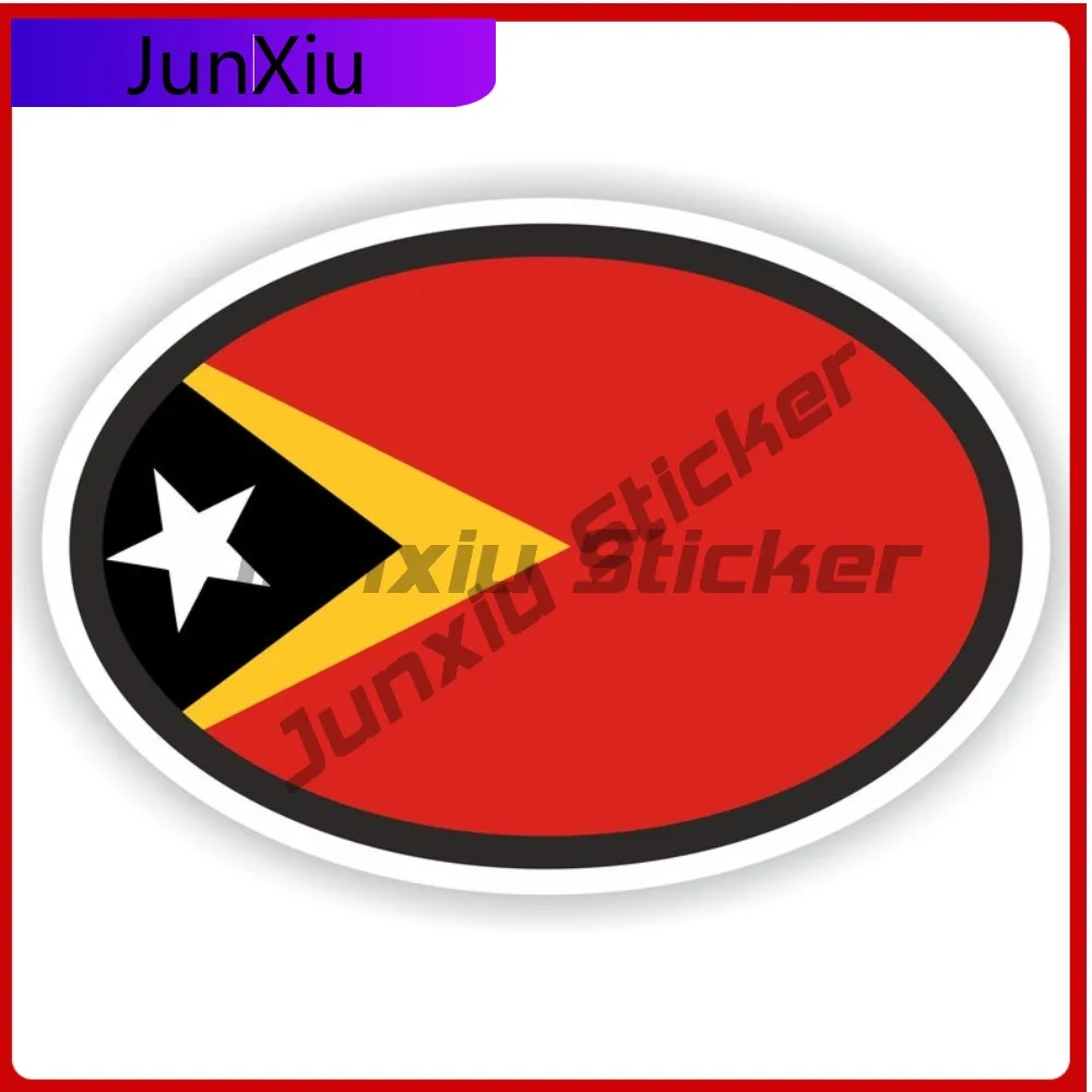 

Timor Leste Flag Oval Sticker Anti Scratch Exterior Custom Waterproof Decals For Car Decoration Bumper Suv Window Cover Scratch