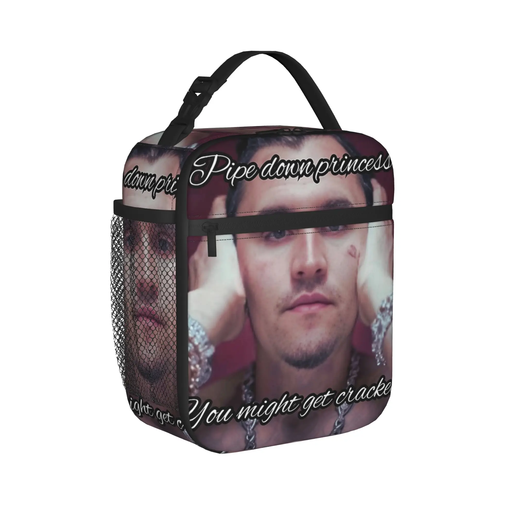 Charlie Kirk Face Rapper Meme Insulated Lunch Bag Cooler Bag Reusable,Meal Container  Leakproof Tote Lunch Box Food Handbags