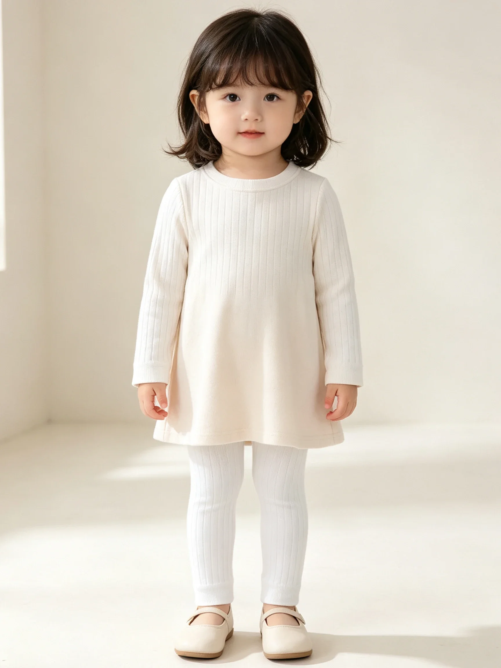 2er-Pack gerippte Mädchen-Leggings, knöchellange Strickstrumpfhosen für Kleinkinder, weiche, dehnbare Kinder-Basishosen, lässige Unterhosen für 0-6-jährige Babys, ideal für den täglichen Gebrauch – Detail 5