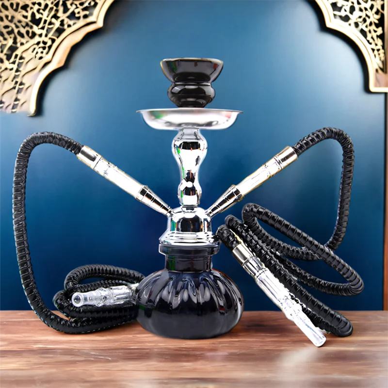 

Черный, синий, зеленый, фиолетовый, красный, желтый, маленький, 11 дюймов \ 28 см, двойной шланг, полный набор кальяна для бара, роскошная курительная трубка, кальян, стеклянная ваза