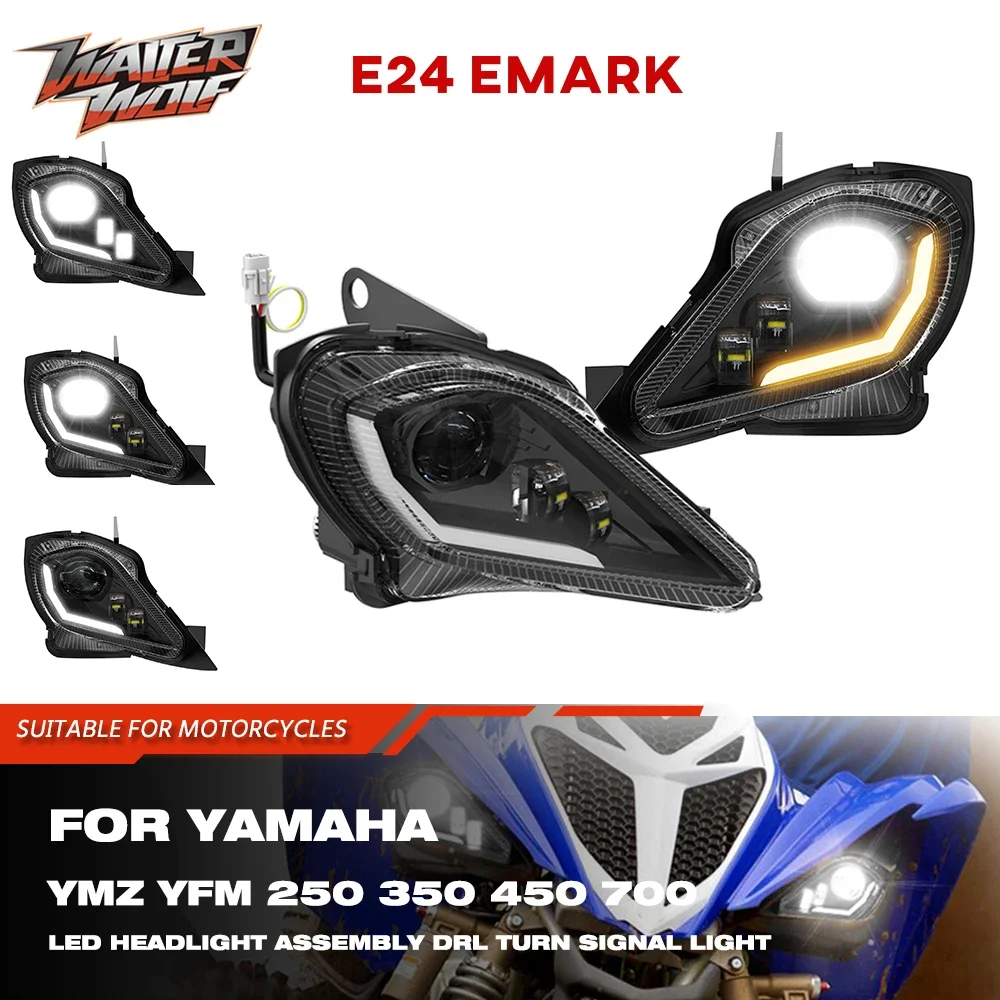 

ATV LED Headlight Assembly DRL Signals Light For Yamaha YFZ350 YFZ450 YFM700 YFM250 YFM350 YFM450 Raptor 700 Wolverine 2004-2024