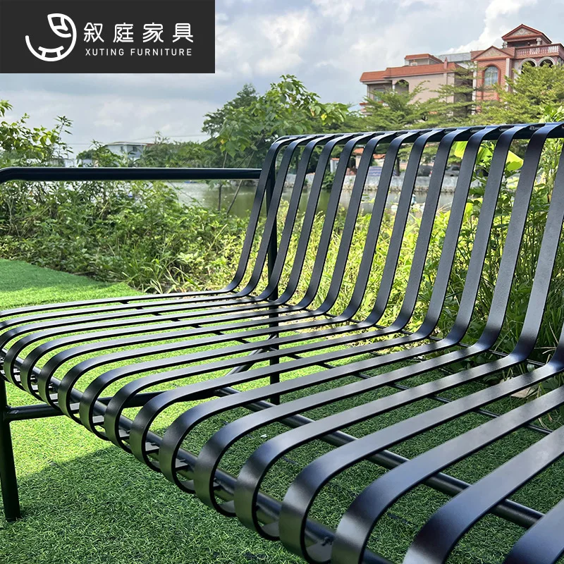 Park Chair Outdoor Bench Leisure Iron Art Community Double Seat Courtyard Outdoor Rooftop Garden Outside Swing Bench