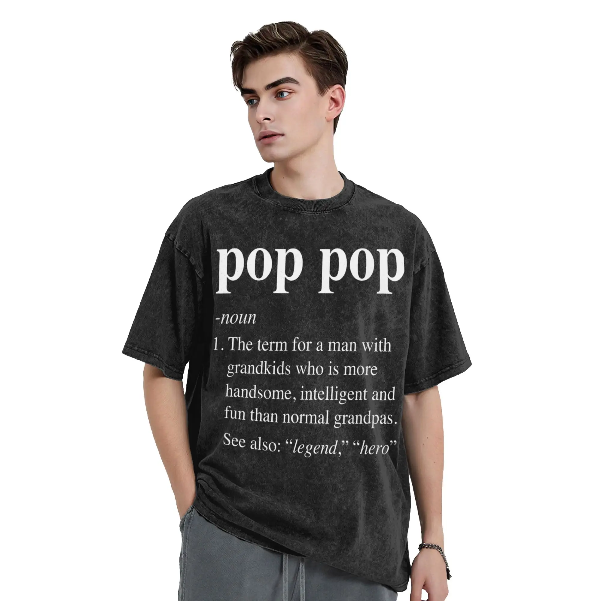 Pop Definition For Grandfather  Men T Shirt Washed  Unique Tee Shirt Short Sleeve Crew Neck T-Shirt 100% Cotton Classic Tops