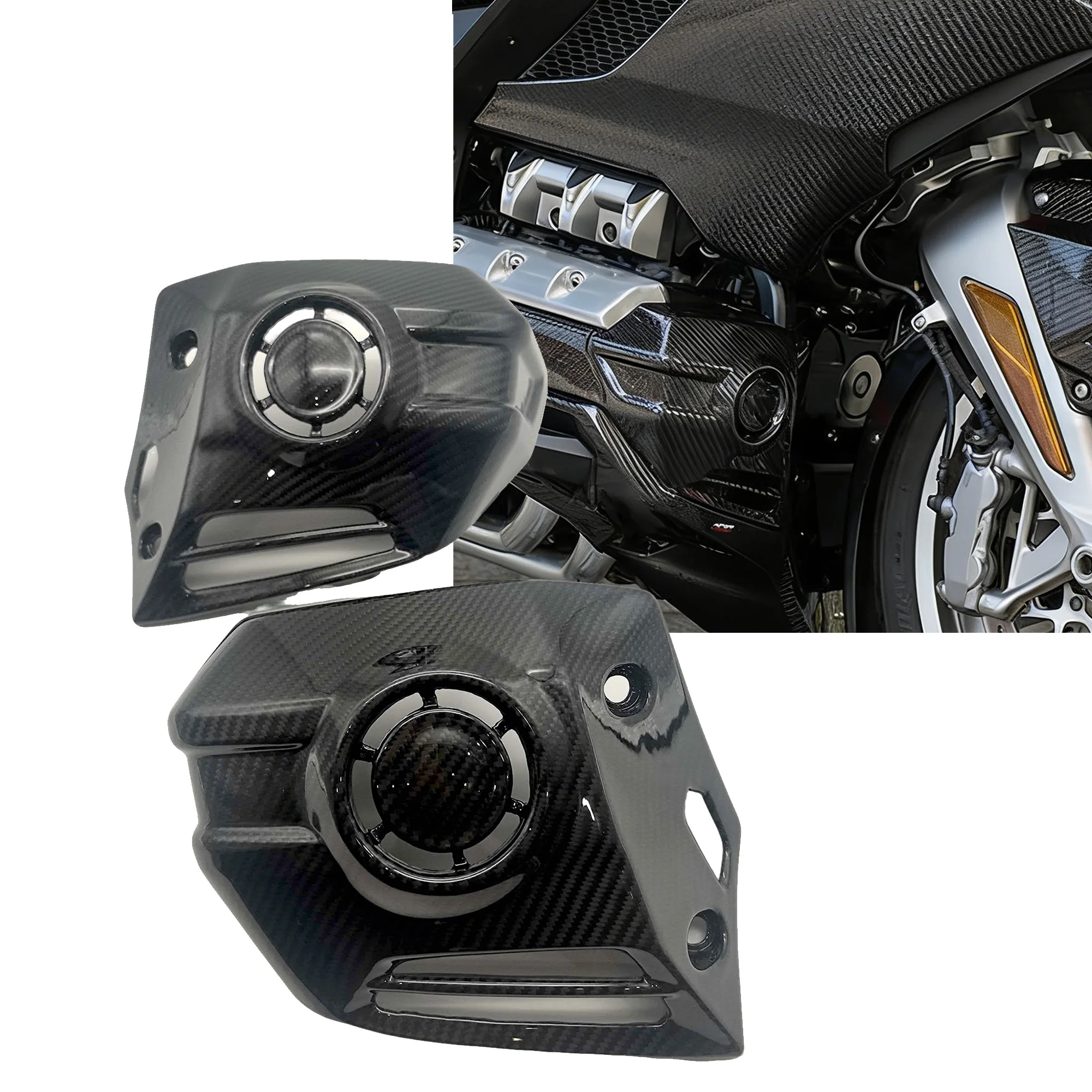 New product Carbon Fiber Fog Light Lamp Decorative Cover Trim For Honda Gold Wing GL1800 2018-2024 year Black Frame