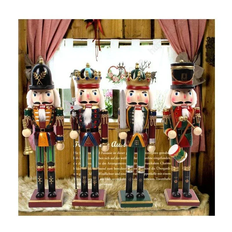 

European Wooden Nutcracker Doll Soldier Vintage Handmade Puppet Ornament Home Desktop Figurines Crafts Decoration Christmas Gift