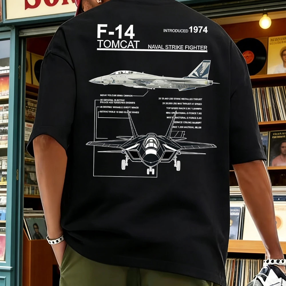 Men'S A-10 Thunderbolt II Military Jet Blueprint T-Shirt Loose Fit Aviation Enthusiast Tee Printed Attack Aircraft Cutaway