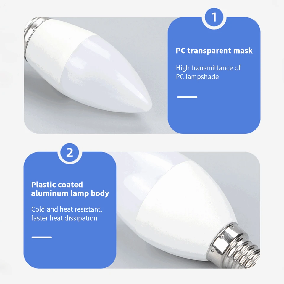 10 قطعة E27 E14 Led لمبة 220 فولت شمعة لمبة توفير الطاقة مصباح 3 واط 6 واط 9 واط 12 واط Led الثريا ضوء الأضواء Led للديكور المنزل