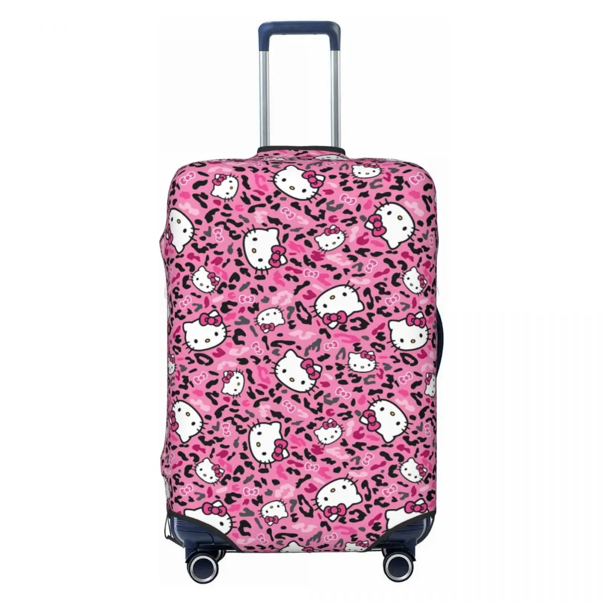 

Чехол для чемодана с леопардовым принтом для девочек, моющийся, милый, с изображением кошки КТ, защитный, подходит для чемоданов 18-32 дюйма