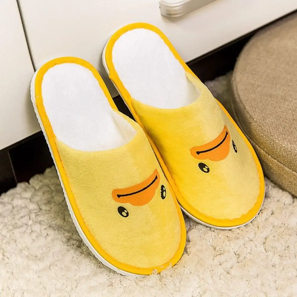 Leuke Kleine Gele Eend Wegwerp Slippers Cartoon Casual Hotel Slippers One Size Verdikking Kinderen Slippers Gast