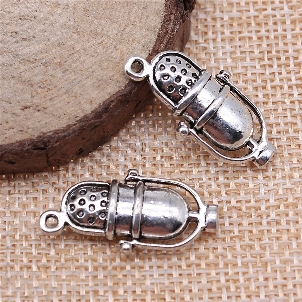 WYSIWYG 5pcs 26x13mm Microphone Charms For Jewelry Making DIY Jewelry Components Antique Silver Plated Antique Bronze Color