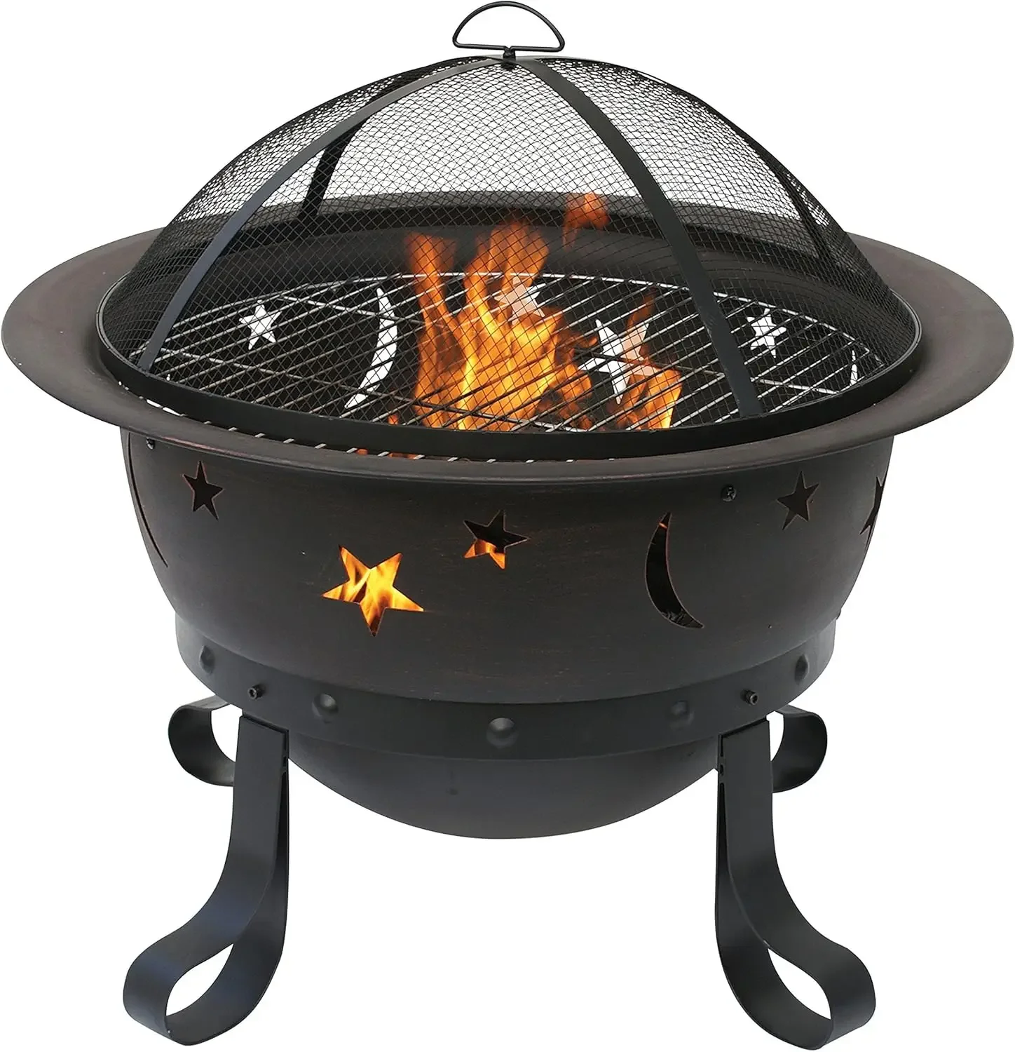 

Diameter Deep Bronze Firebowl with Stars and Moons - 30" Outdoor Fire Pit