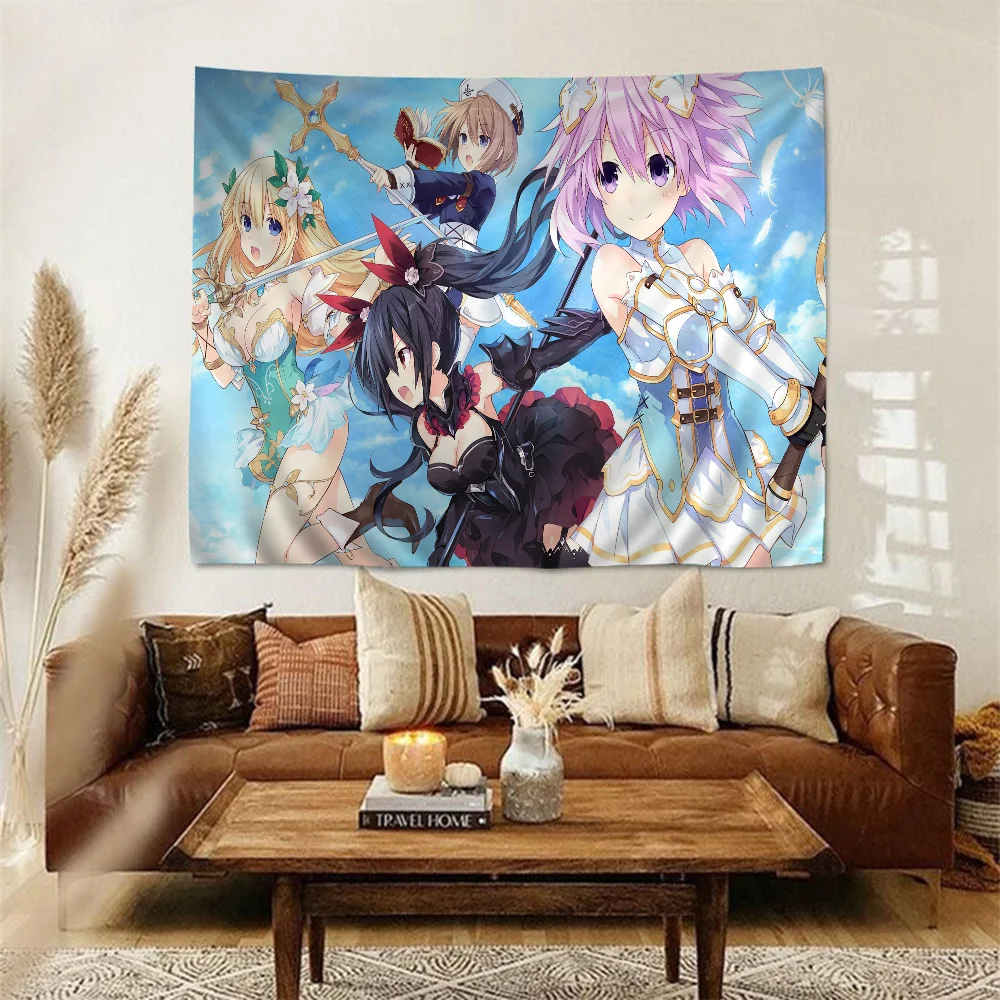 Hyperdimension Neptunia tapiz de Anime, tapiz colgante, Tarot, Hippie, alfombras de pared, dormitorio, hojas colgantes