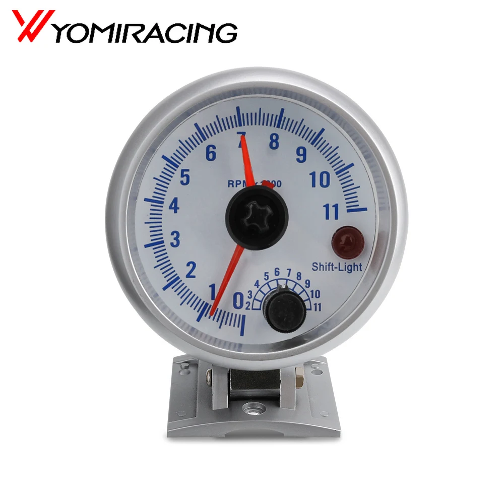 

Auto Car Tachometer Tacho Gauge 0~11000 RPM Meter 2" 52mm Universal White-faced Silver Shell Blue Led Meter Double Pointer