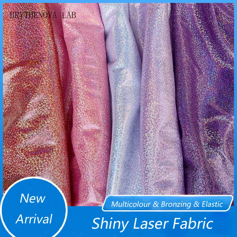 50cmX150cm Laser Fabric Elastic Spandex Multicolour Bronzing Fabric Shiny Stage Performance Costume Garment Decor