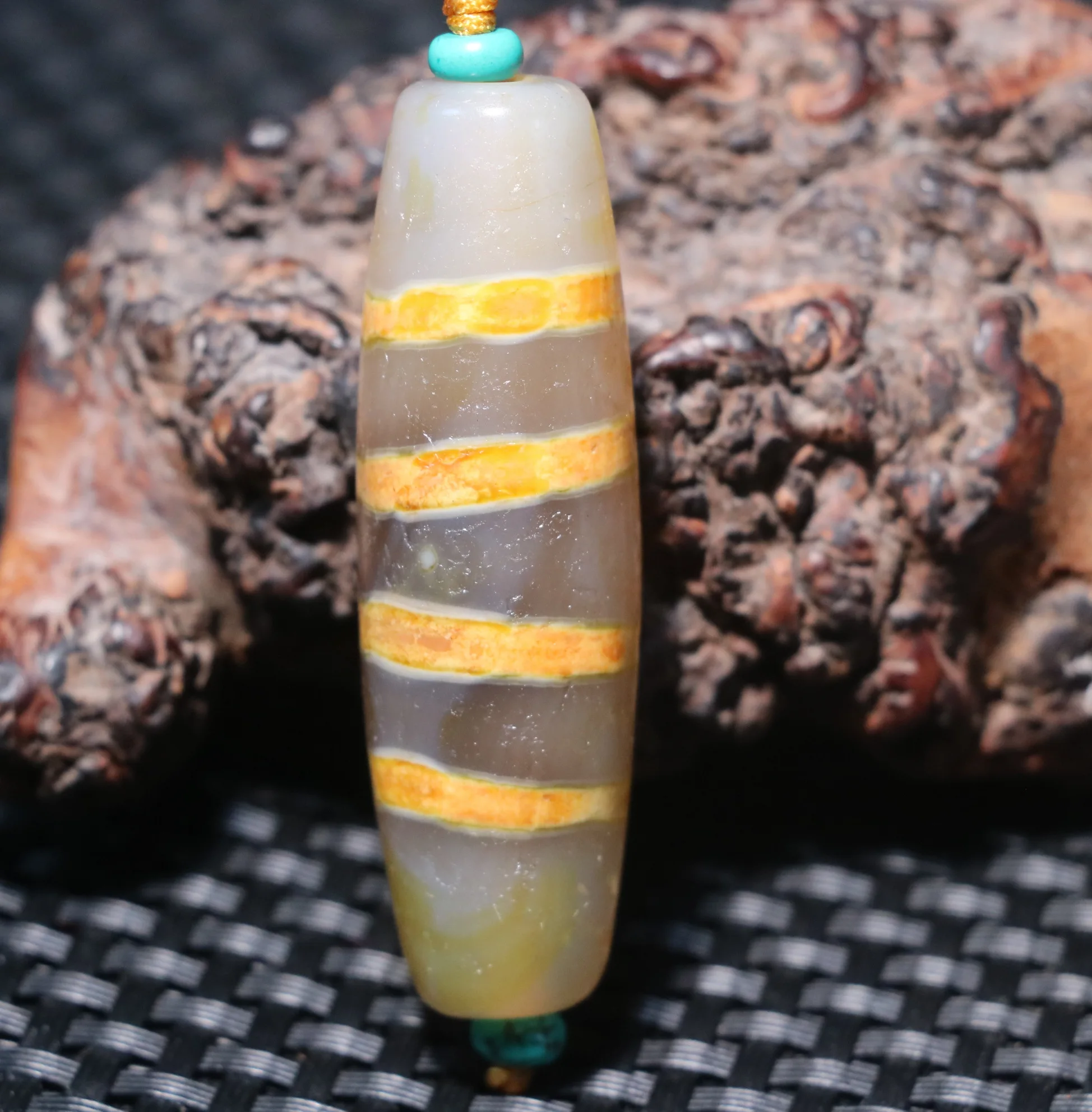 Magic Tibetan Old Agate Light Color Line Type Healer Medicine dZi Bead Amulet For M Jewelry LKbrother Talisman UPS1216AQs