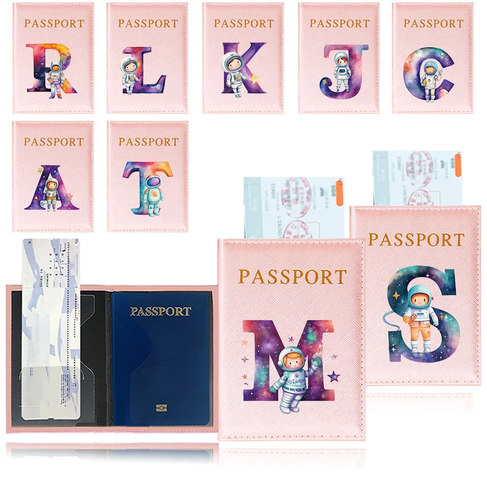 Passport Cover Bag ID Bank Card Storage Case Travel Passport Holder Case Multiple Slots for Cards Documents Astronaut Letter