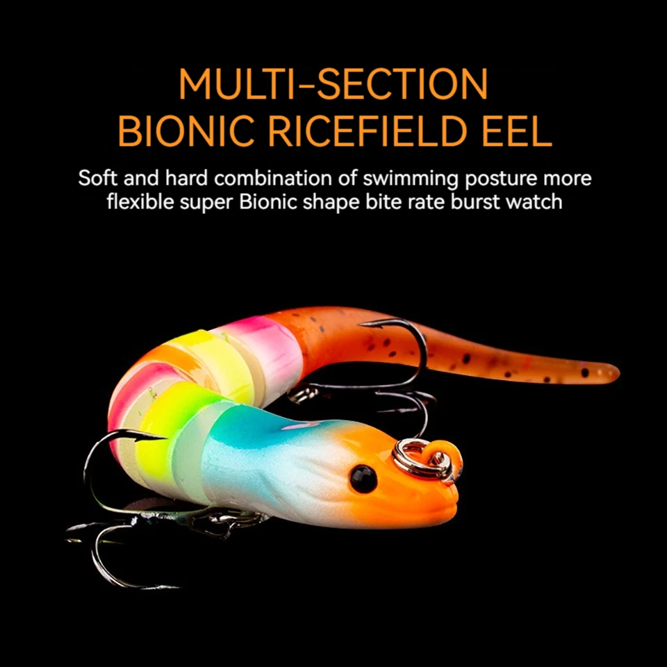 WALK FISH Fishing Lure Jointed Yellow Eel 12cm 12g Artificial Bait Hard body silicone Soft Tail Bait Saltwater Sea Fishing