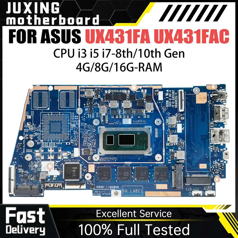 

Notebook Mainboard For ASUS UX431FAC RX431F BX431F UX431FN UX431FLC Laptop Motherboard I3 I5 I7 8th 10th Gen 4G 8G 16GB RAM