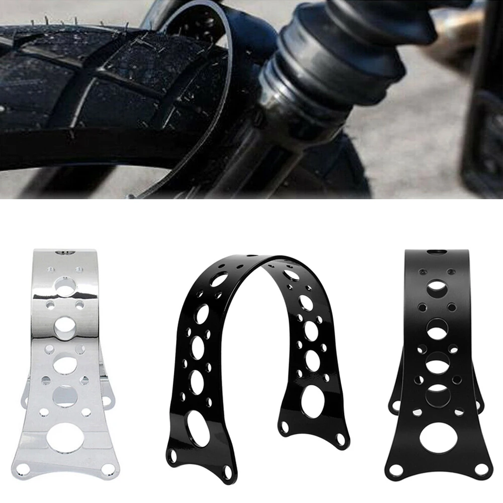 Motorcycle Chrome & Black Front Fork Brace Tracker Narrow For Harley Sportster 883 1200 1988-2017