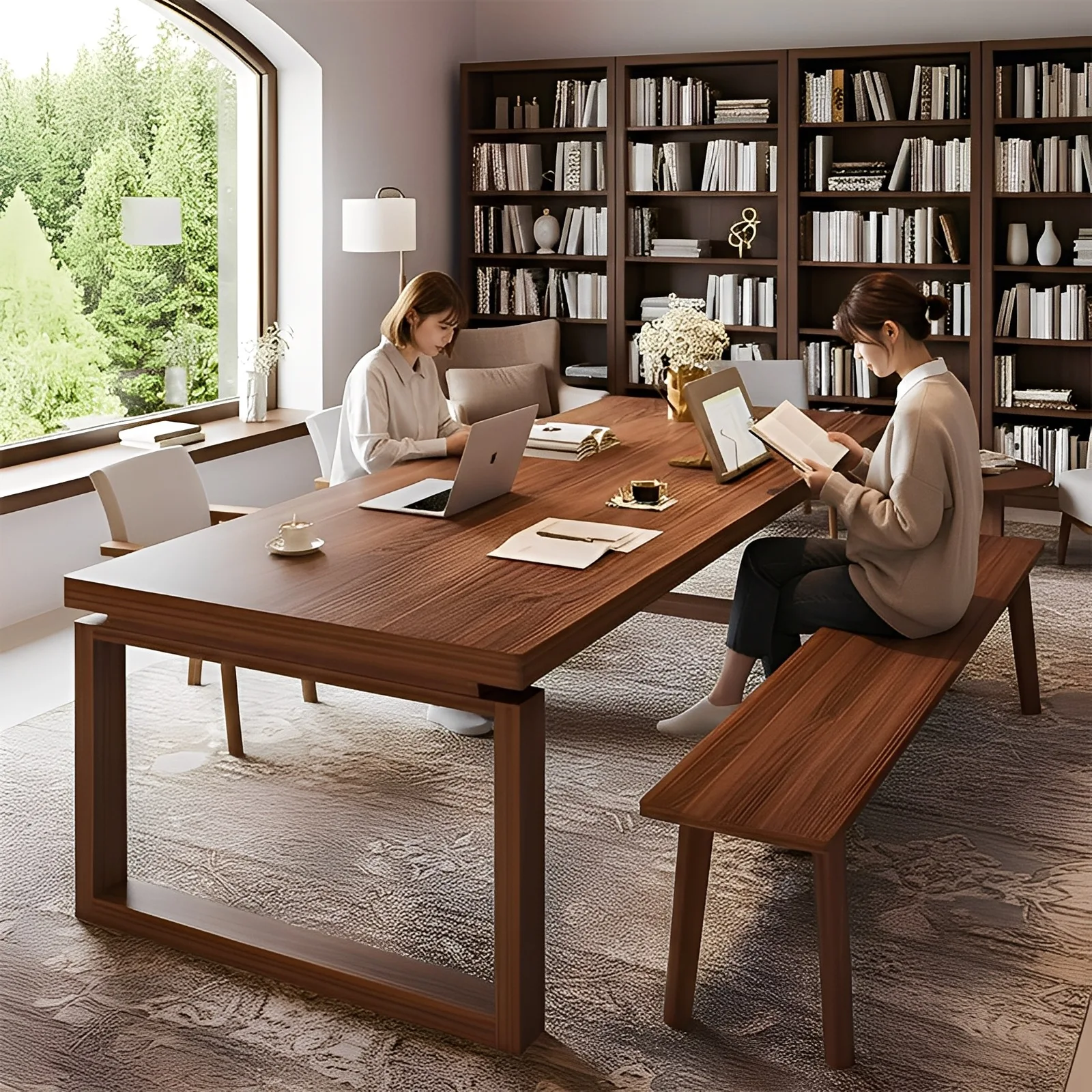 Desk simple home student library study writing table long study desk computer table