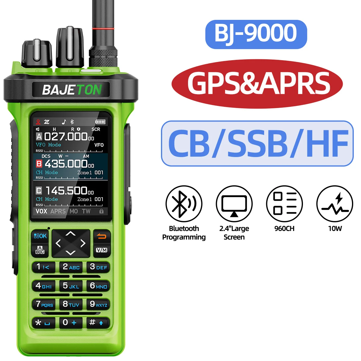 BAJETON BJ-9000 GPS APRSトランシーバー CB 27Mhz送受信機 SW MW LW