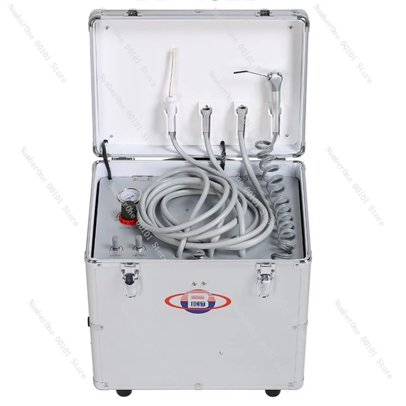 New Model High Quality Portable Dental Unit with Three Way Syringe Oilless Air Compressor