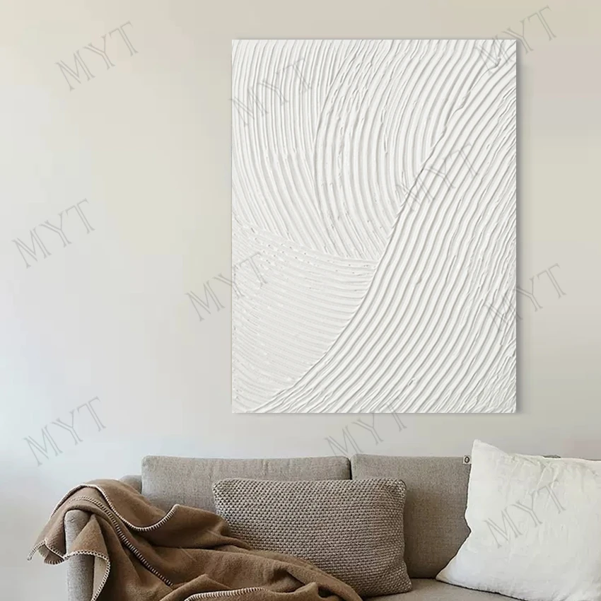 

White Line New Handmade Wall Picture Modern Art Mountain Abstract Oil Painting Unframed Quality Artwork Home Decor Dropshipping