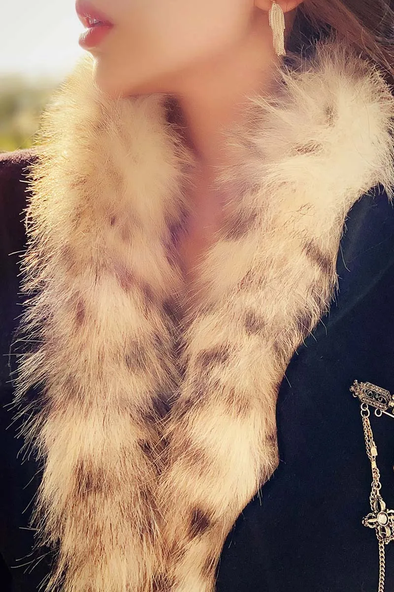 Dabuwawa ขนสัตว์สองด้านเสื้อขนสัตว์ Patchwork ผู้หญิง Empire สั้น Coat Outwear Y2K DA1DOT008