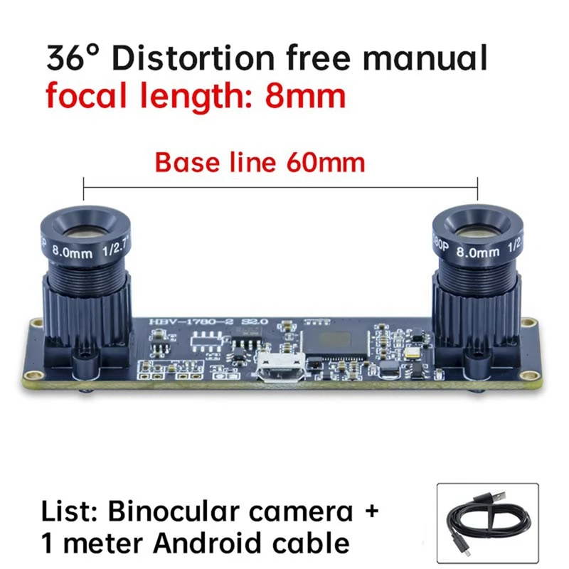 36 Degree Camera Module OV9732 1MP 8Mm Dual Camera Module Manual Focus For Winxp/7/8/10 Linux/Android